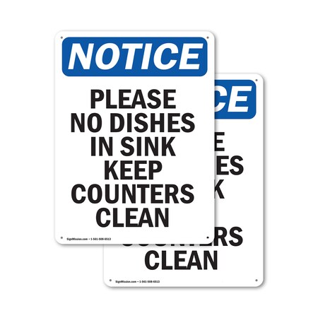 Signmission Please No Dishes In Sink Keep, 7 in W x Rectangle, Aluminum OS-2PACK-NS-A-710-V-17531